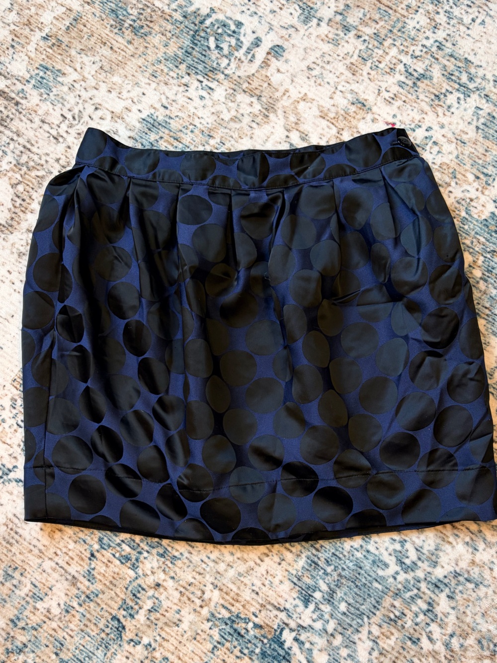 Forever 21 Navy and Black Polka Dot Puff Mini Skirt
